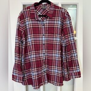 Eddie Bauer Plaid Button Up Blouse Boyfriend Relaxed Fit Flannel Plus Size 2X
